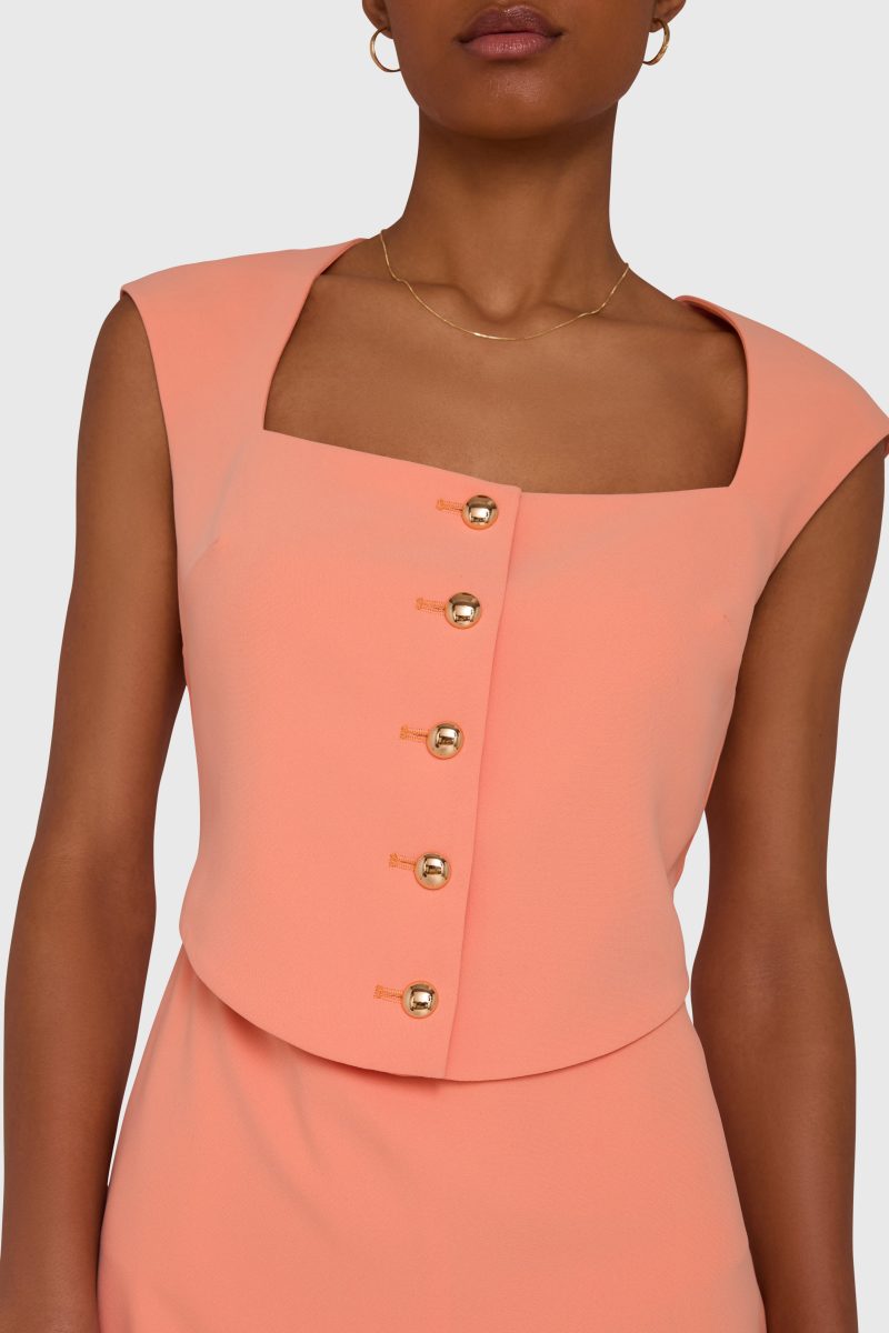 CI 40040 GEORGIE SKORT ROMPER NECTARINE DETAIL