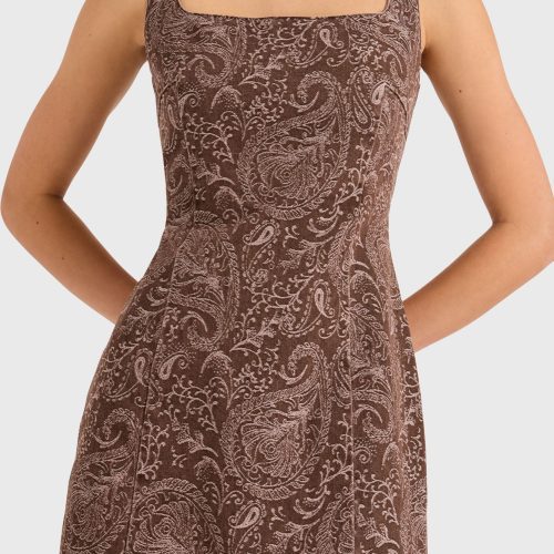 D 22281PD AUGUSTINE DRESS BROWN PAISLEY DETAIL