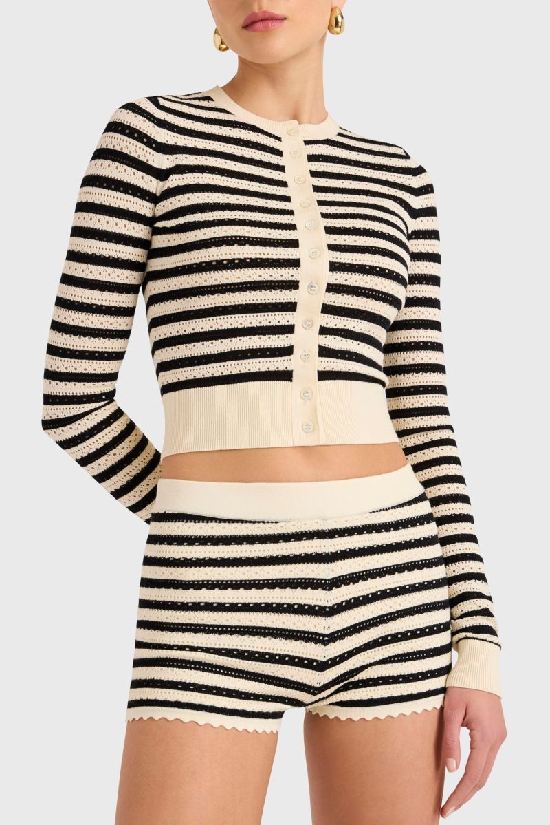 FFK 32290SE SEINE CARDIGAN BLACK IVORY DETAIL