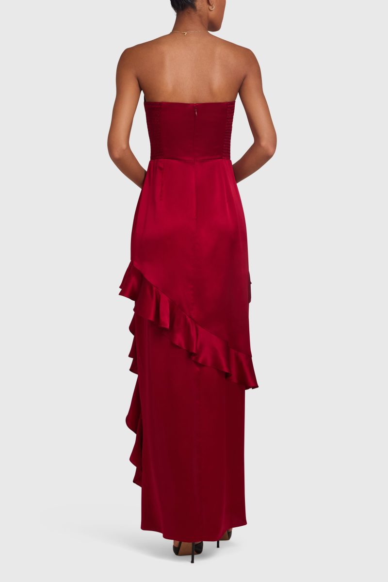 SC 22318 MAGNOLIA SILK GOWN CARNELIAN BACK