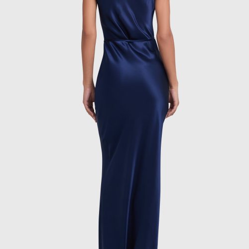 SC 22608 SHAELYN SILK MAXI NAVY BACK