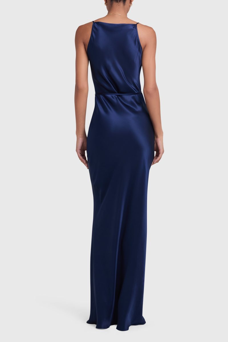 SC 22608 SHAELYN SILK MAXI NAVY BACK