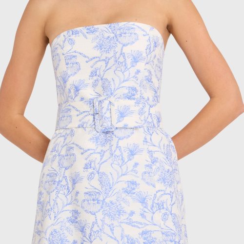 TB 21288 FAE DRESS TOILE BROCADE ENGLISH BLUE DETAIL