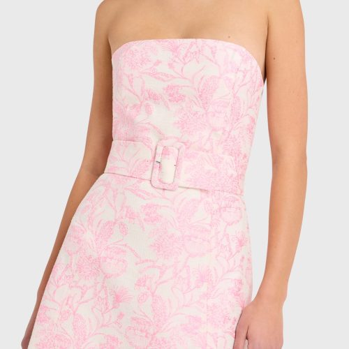 TB 21288 FAE DRESS TOILE BROCADE SHOCKING PINK DETAIL