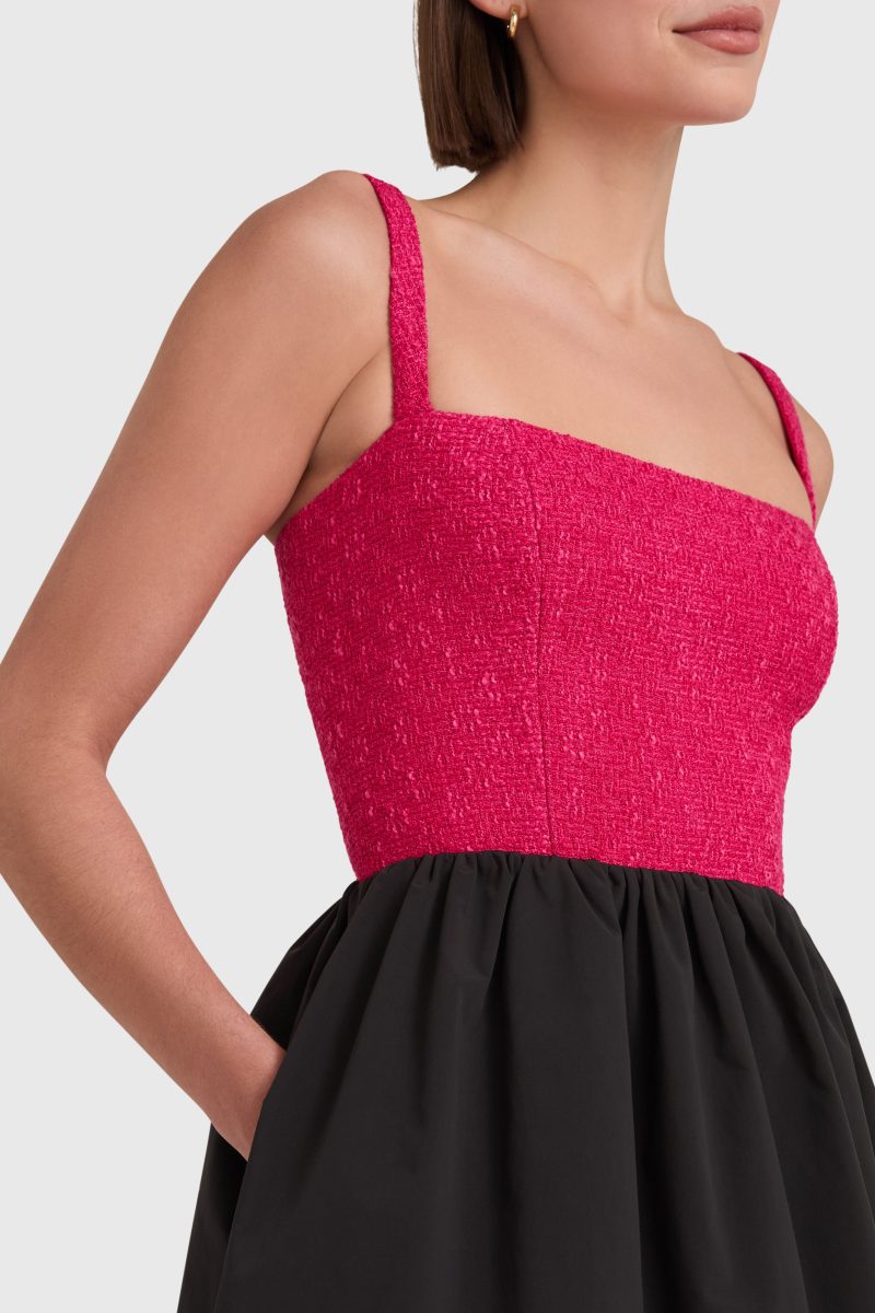 TWGA 22379MAA CHRISTINE DRESS PINK BLACK DETAIL