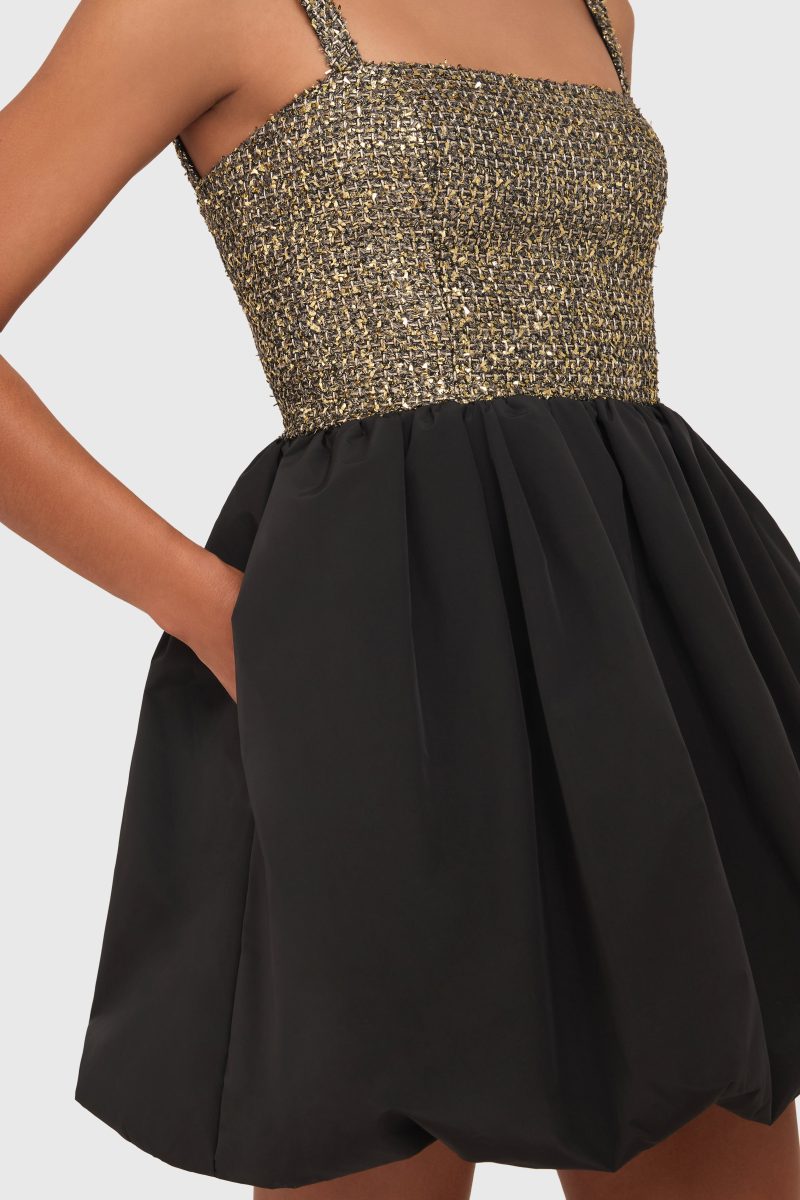 TWGA 22379TIN CHRISTINE DRESS GOLD BLACK DETAIL