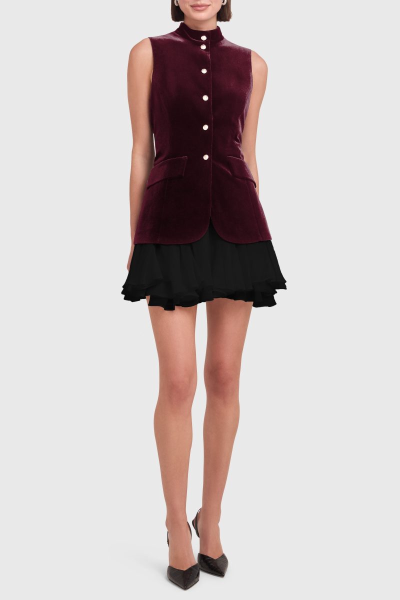 VECH 22561 JUSTINE DRESS BURGUNDY BLACK A