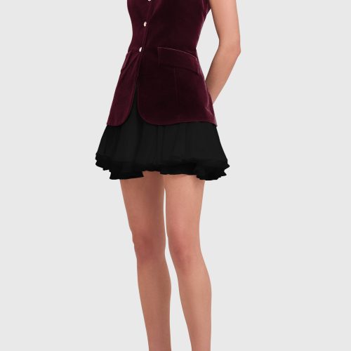 VECH 22561 JUSTINE DRESS BURGUNDY BLACK B