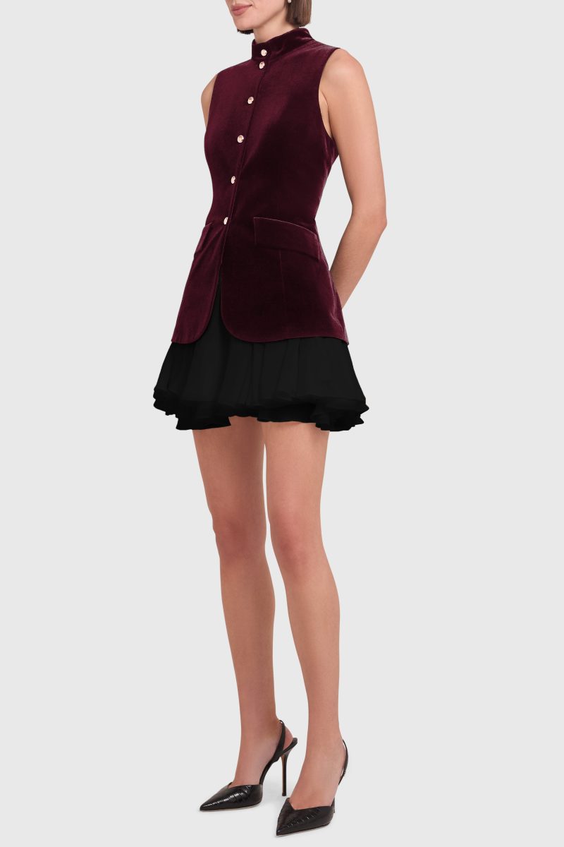 VECH 22561 JUSTINE DRESS BURGUNDY BLACK B